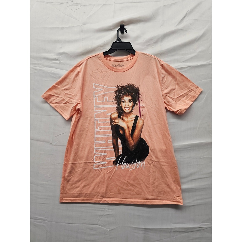 Goodie Two Sleeves Womens Whitney Houston T-Shirt Pink Cotton Blend Size XL